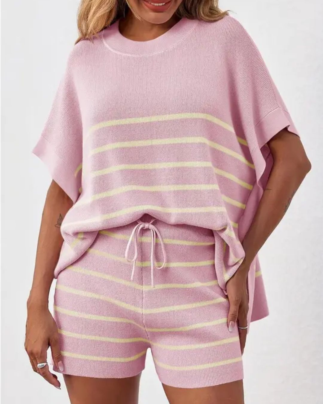 Vyla™ Striped Oversized Batwing Knit Lounge Sets