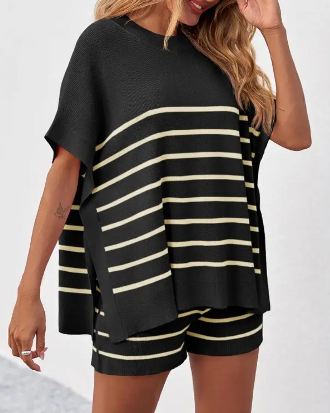 Vyla™ Striped Oversized Batwing Knit Lounge Sets
