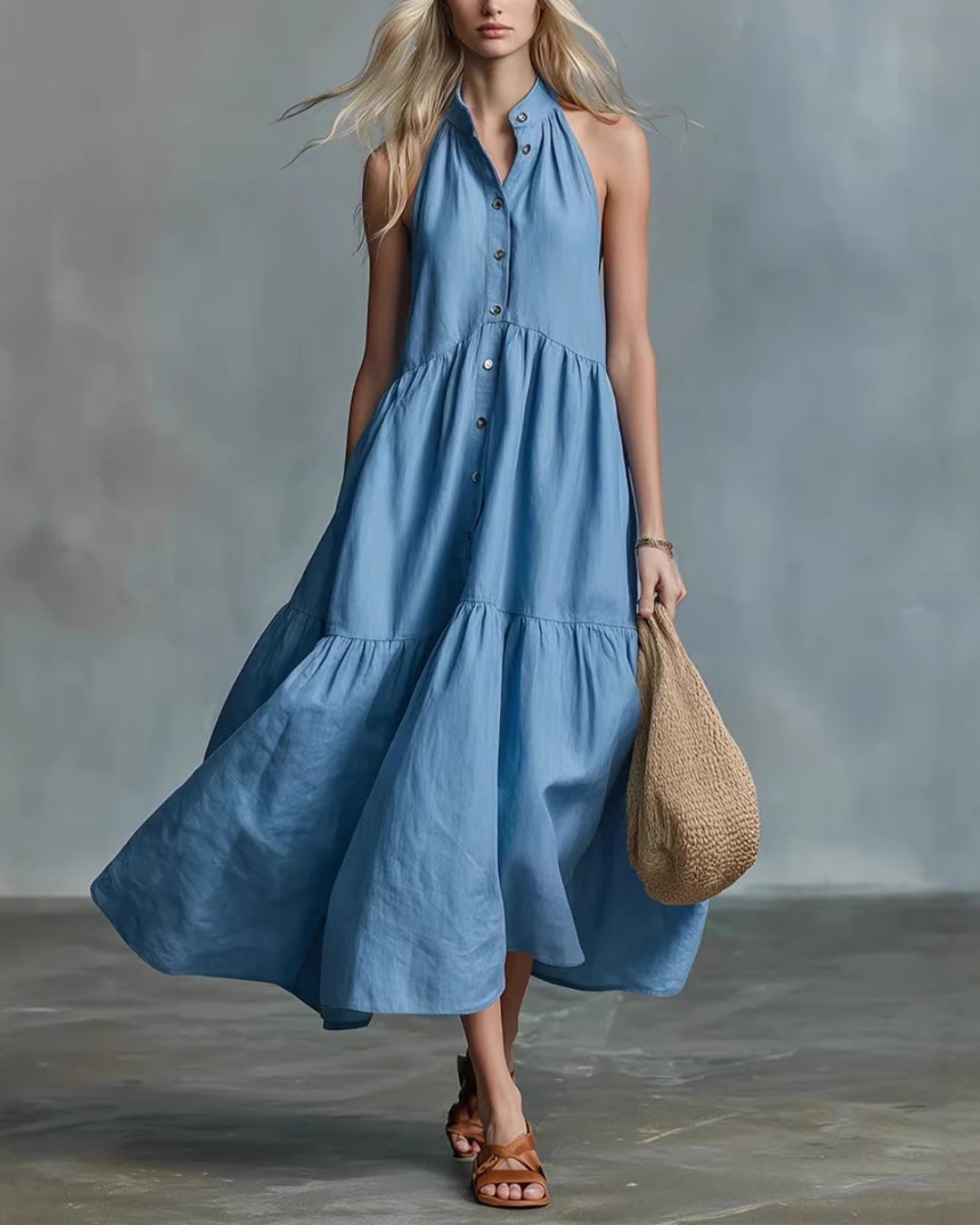 Vyla™ Sculpting Flowy Polly Linen Dress