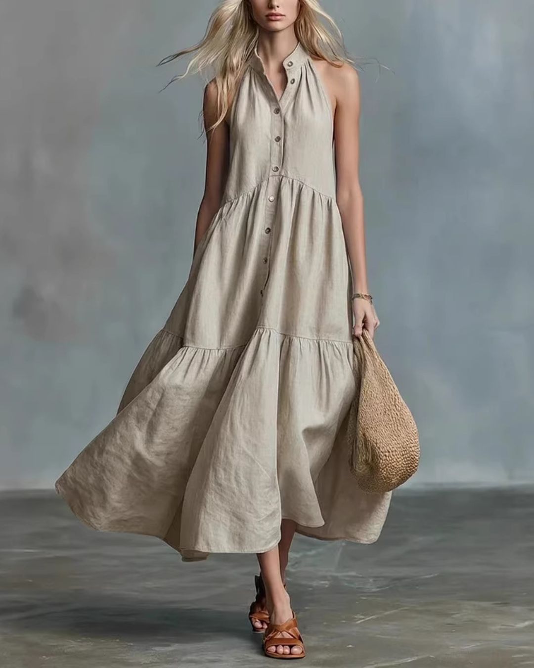 Vyla™ Sculpting Flowy Polly Linen Dress