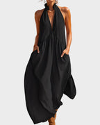 Vyla™ Sculpting Flowy Halter Maxi Dress with Pockets