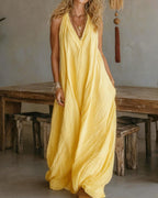 Vyla™ Flowy Boho V-Neck Halter Maxi Dress