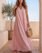 Vyla™ Flowy Boho V-Neck Halter Maxi Dress