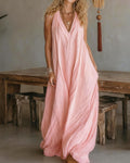 Vyla™ Flowy Boho V-Neck Halter Maxi Dress