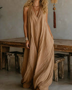 Vyla™ Flowy Boho V-Neck Halter Maxi Dress