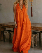 Vyla™ Flowy Boho V-Neck Halter Maxi Dress
