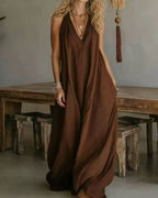 Vyla™ Flowy Boho V-Neck Halter Maxi Dress