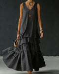 Vyla™ Elegant Romantic Layered Ruffle Long Dress