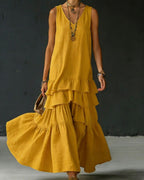 Vyla™ Elegant Romantic Layered Ruffle Long Dress