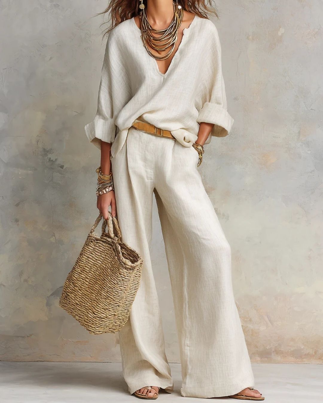 Vyla™ Natural Loose Fitting Resort Wear Set