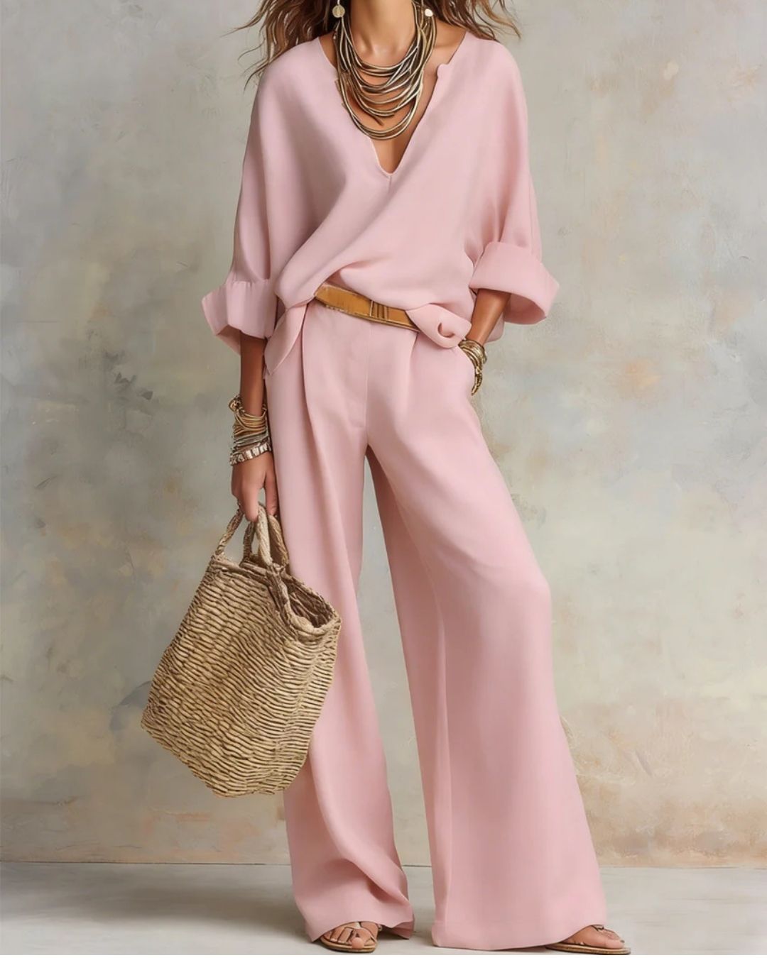 Vyla™ Natural Loose Fitting Resort Wear Set