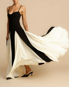 Vyla™ Paloma A-Line Maxi Dress Contrast Panel Flowy Elegant Evening Dress