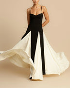 Vyla™ Paloma A-Line Maxi Dress Contrast Panel Flowy Elegant Evening Dress
