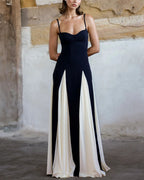 Vyla™ Paloma A-Line Maxi Dress Contrast Panel Flowy Elegant Evening Dress