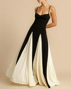 Vyla™ Paloma A-Line Maxi Dress Contrast Panel Flowy Elegant Evening Dress