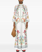 Vyla™ Grenadilla Print Silk-Twill Blouse Flowy Loose-Cut Sleeves Italian Elegant Set