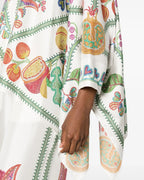 Vyla™ Grenadilla Print Silk-Twill Blouse Flowy Loose-Cut Sleeves Italian Elegant Set