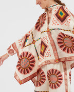 Vyla™ Macro Tiles Placée Twill Shirt and Pants Set Elegant Printed Two-Piece Outfit