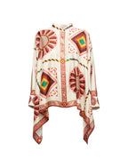 Vyla™ Macro Tiles Placée Twill Shirt and Pants Set Elegant Printed Two-Piece Outfit