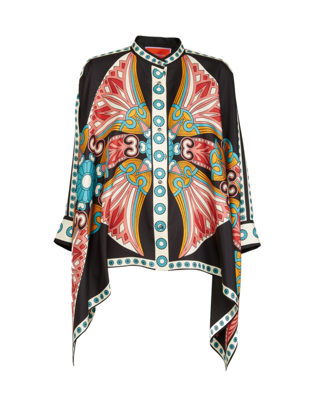 Vyla™ Lotus Placée Pink Twill Foulard Shirt Elegant Lotus Print Blouse Set