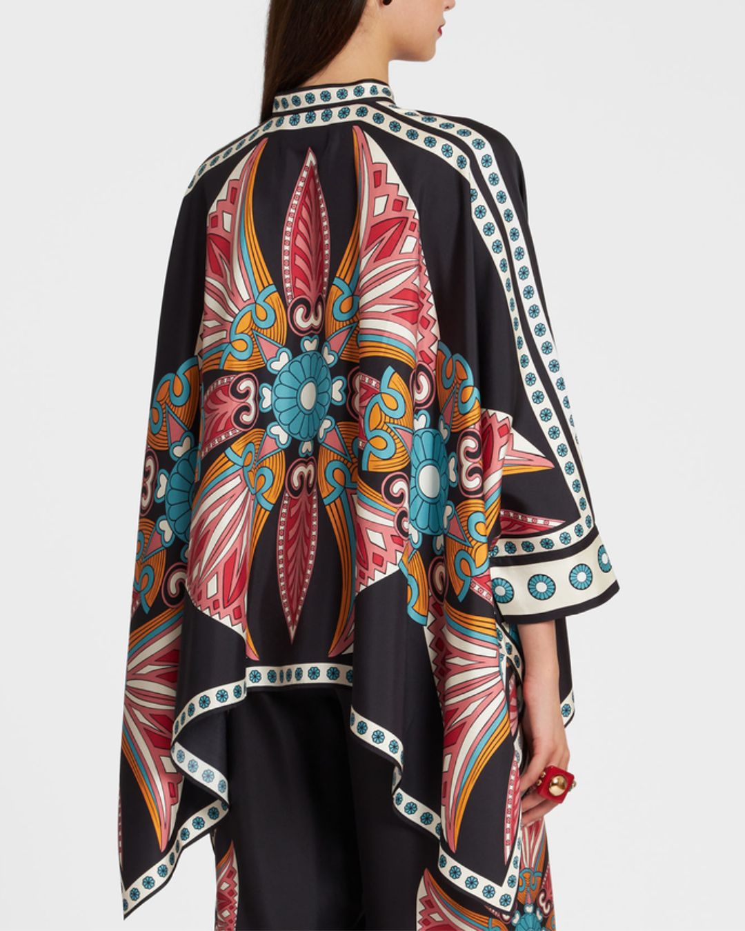 Vyla™ Lotus Placée Pink Twill Foulard Shirt Elegant Lotus Print Blouse Set