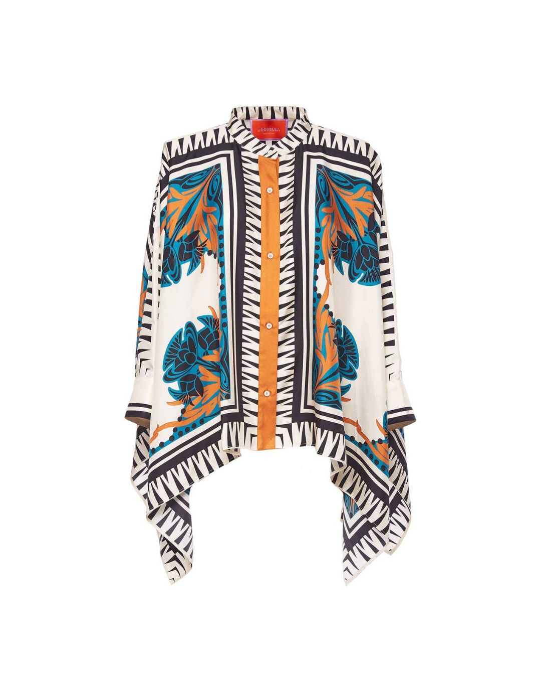 Vyla™ Ivory and Teal Printed Elegant Flowy Caftan Set