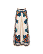 Vyla™ Ivory and Teal Printed Elegant Flowy Caftan Set