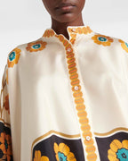 Vyla™ Yellow Daisy Floral Print Two-Piece Set Elegant Shirt and Pants Outfit