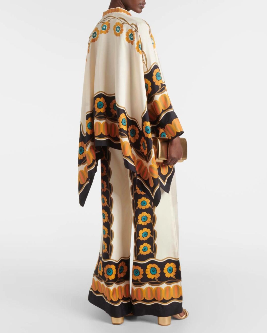 Vyla™ Yellow Daisy Floral Print Two-Piece Set Elegant Shirt and Pants Outfit
