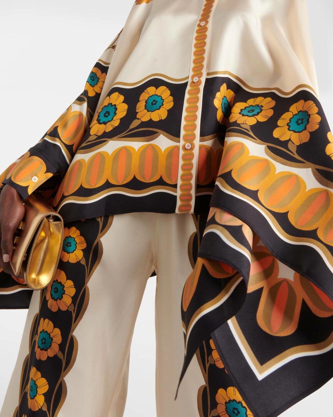 Vyla™ Yellow Daisy Floral Print Two-Piece Set Elegant Shirt and Pants Outfit