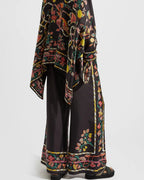 Vyla™ Borboni Placée Nero Twill Blouse Vintage Baroque Print Elegant Flowy Set