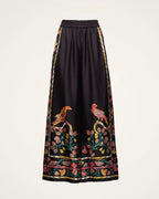 Vyla™ Borboni Placée Nero Twill Blouse Vintage Baroque Print Elegant Flowy Set