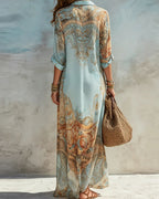 Vyla™ Baroque Style Floral Ocean Maxi Dress