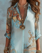 Vyla™ Baroque Style Floral Ocean Maxi Dress