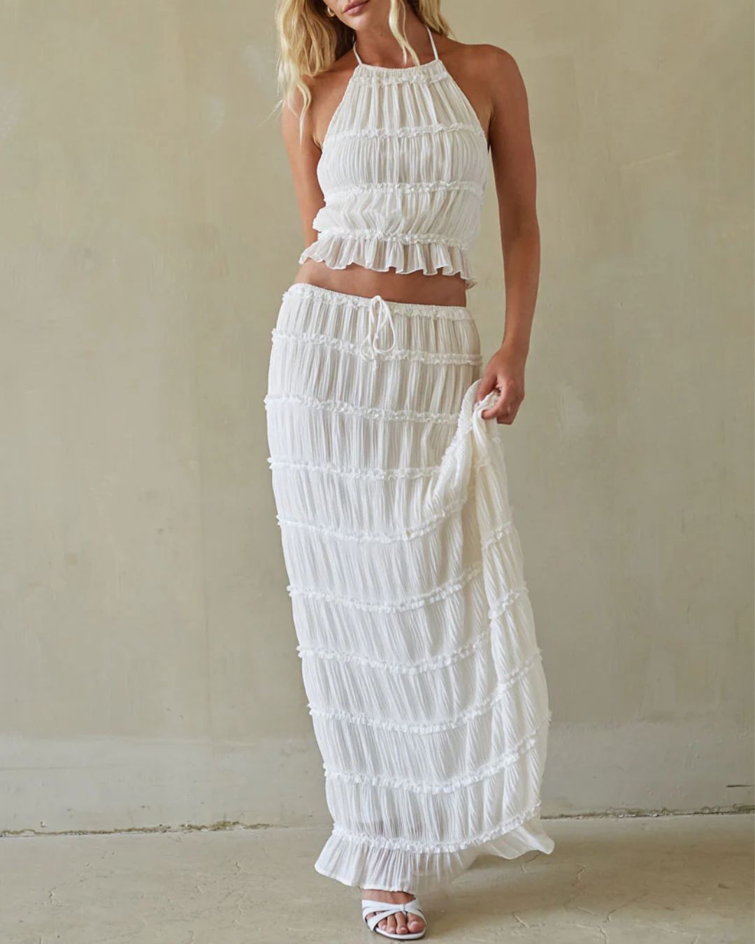 Vyla™ Romance Pleated Back Halter Tank Set