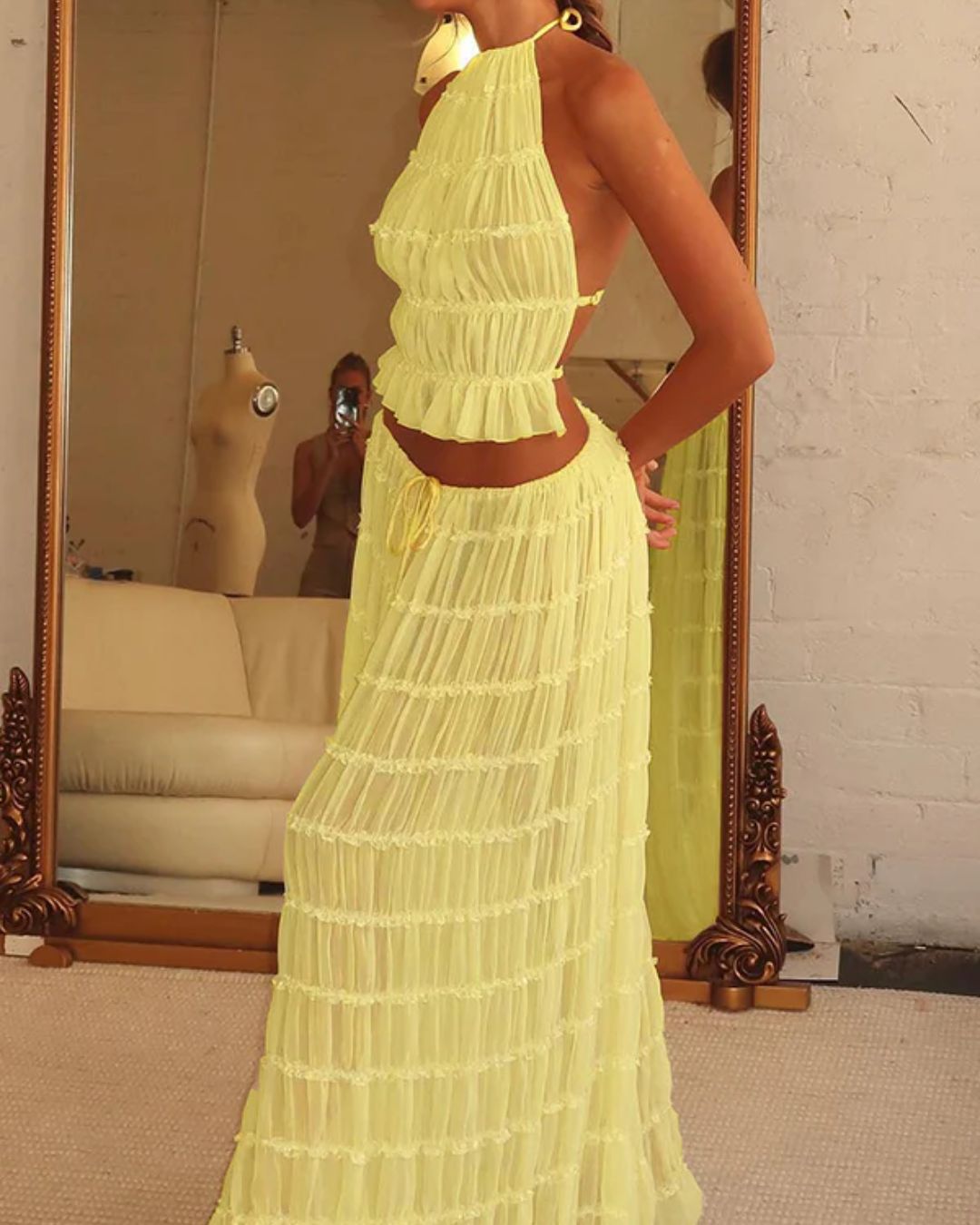 Vyla™ Romance Pleated Back Halter Tank Set