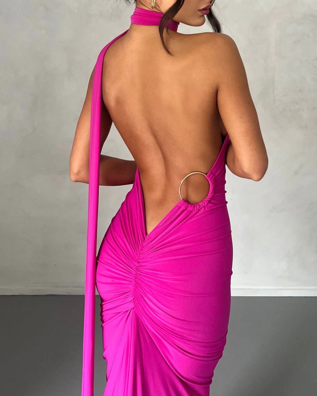Vyla™ Garze Backless Rose Maxi Dress