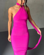 Vyla™ Garze Backless Rose Maxi Dress