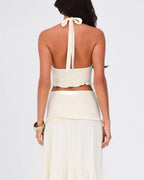 Vyla™ Plunge Halter Neck Crop Top & Ruched Skirt Two-piece Set