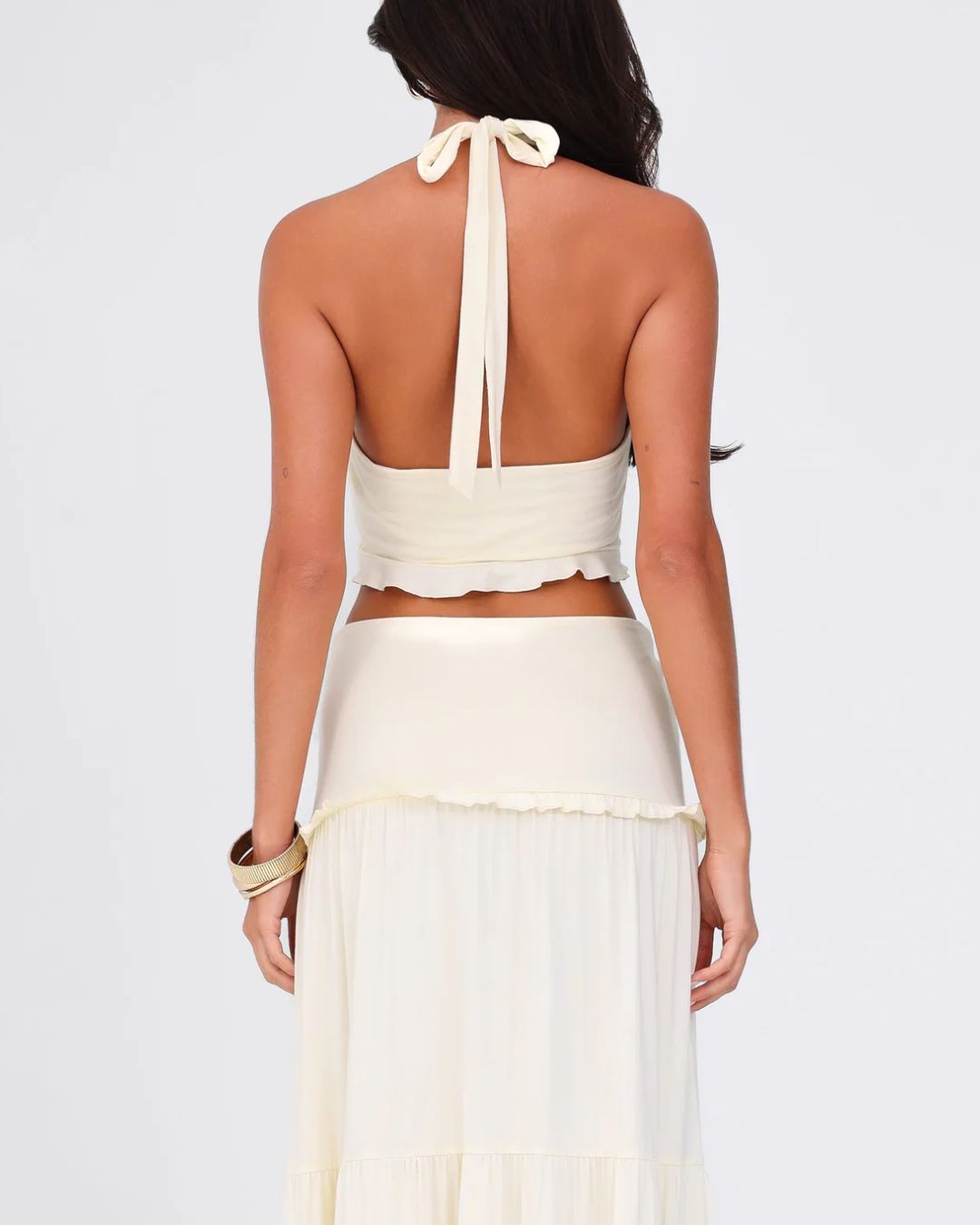 Vyla™ Plunge Halter Neck Crop Top & Ruched Skirt Two-piece Set