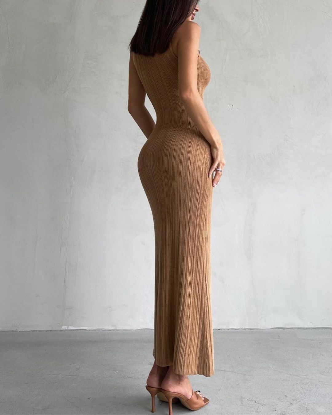 Vyla™ Knit Elegant Evening Dress Women High Waist Slim Sleeveless Bodycon Maxi