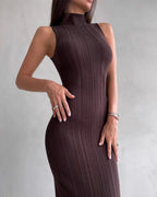 Vyla™ Knit Elegant Evening Dress Women High Waist Slim Sleeveless Bodycon Maxi
