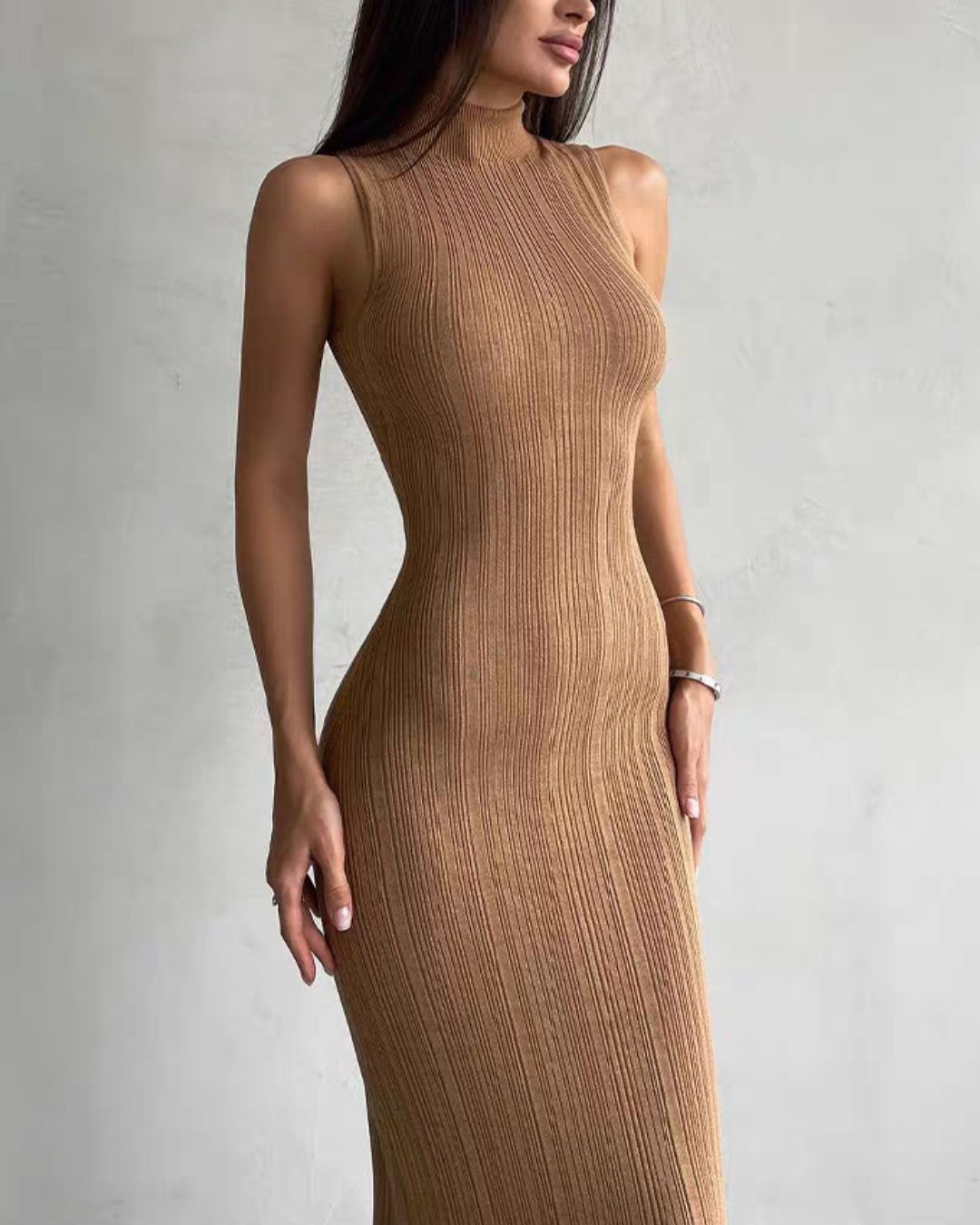 Vyla™ Knit Elegant Evening Dress Women High Waist Slim Sleeveless Bodycon Maxi