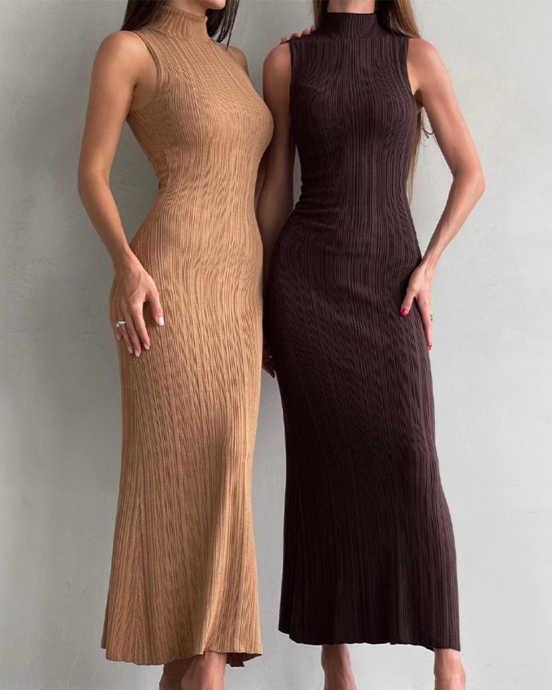 Vyla™ Knit Elegant Evening Dress Women High Waist Slim Sleeveless Bodycon Maxi