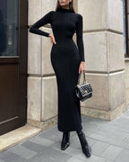 Vyla™ Knit Elegant Evening Dress Women High Waist Slim Long Sleeves Bodycon Maxi