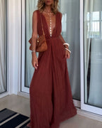 Vyla™ Vacation Style V-neck Lace-up Jumpsuit