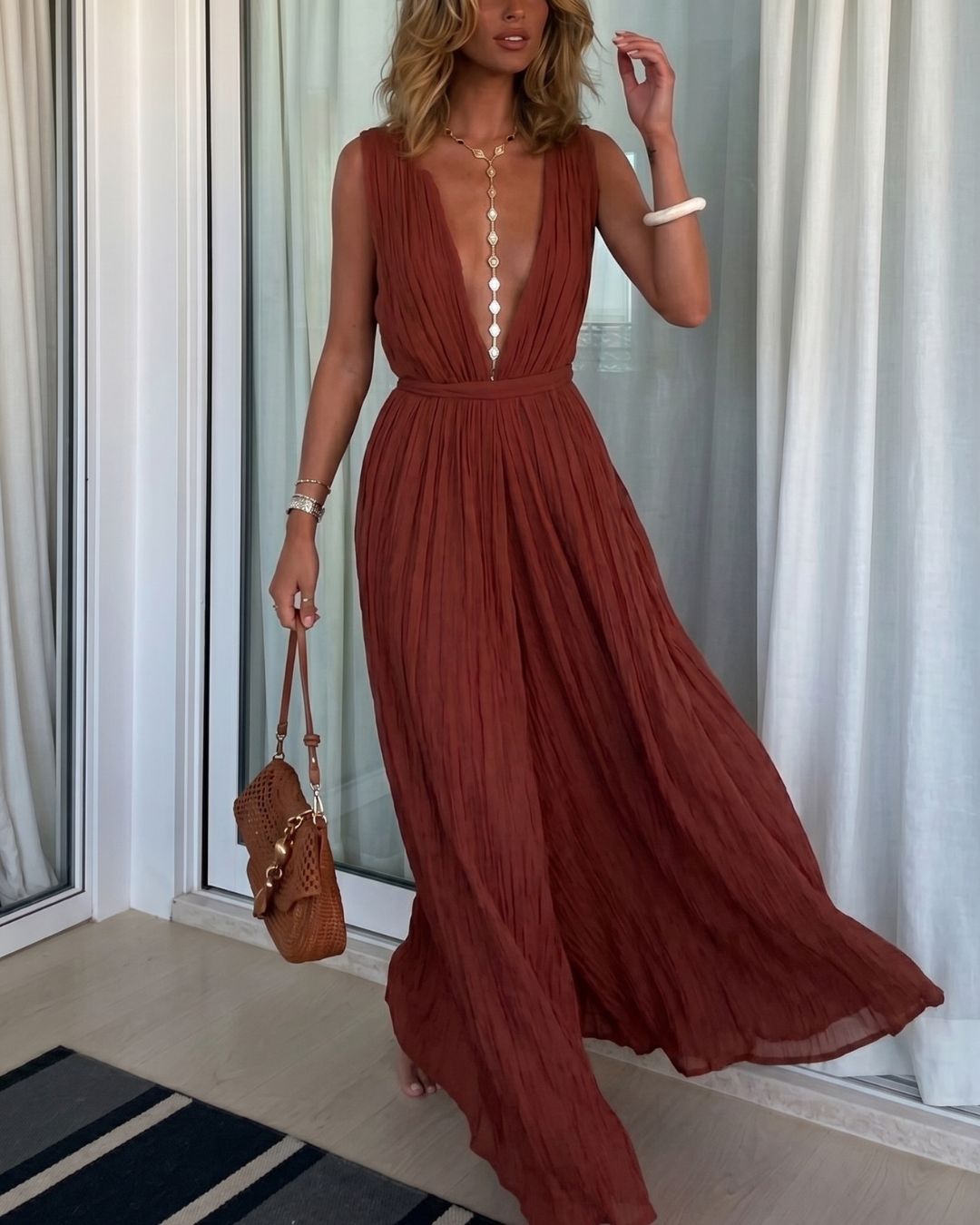 Vyla™ Vacation Style V-neck Lace-up Jumpsuit