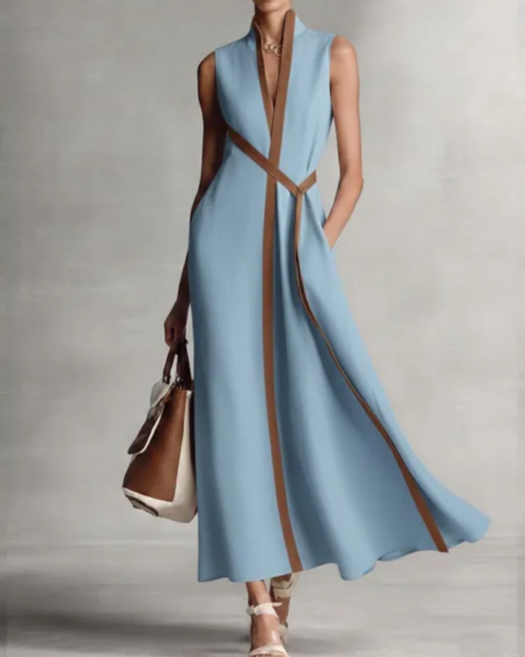 Vyla™ Stand-Up Collar Sleeveless Casual Loose Dress