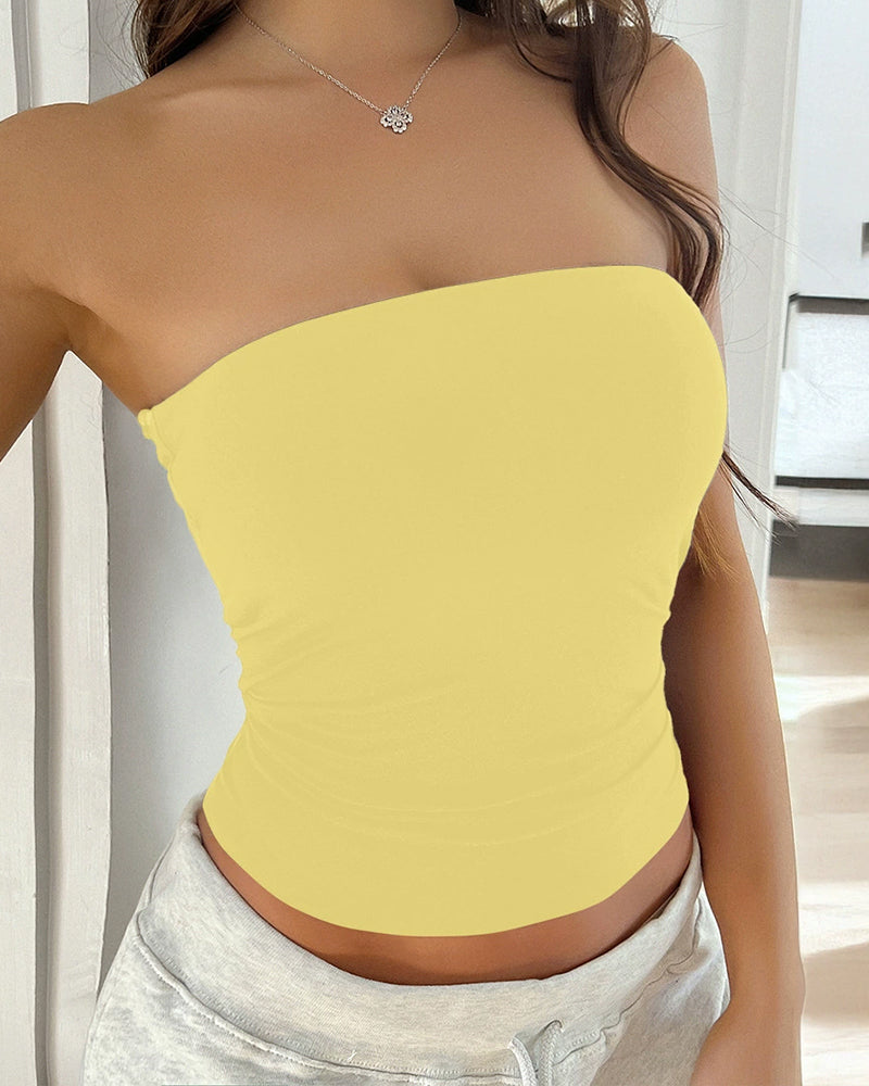 Vyla™ Y2K Essential Knit Seamless StraplessTube Top