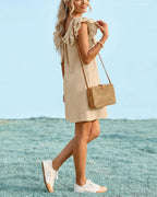 Vyla™ Ruffle Sleeve Bow Square Neck Casual Cute Shift Sundress